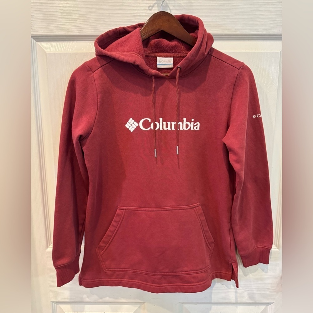 Columbia Burgundy Sweatshirt Hoodie Long Sleeve Front Pocket Women’s Size S